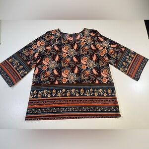 Navy Floral Women's Blouse